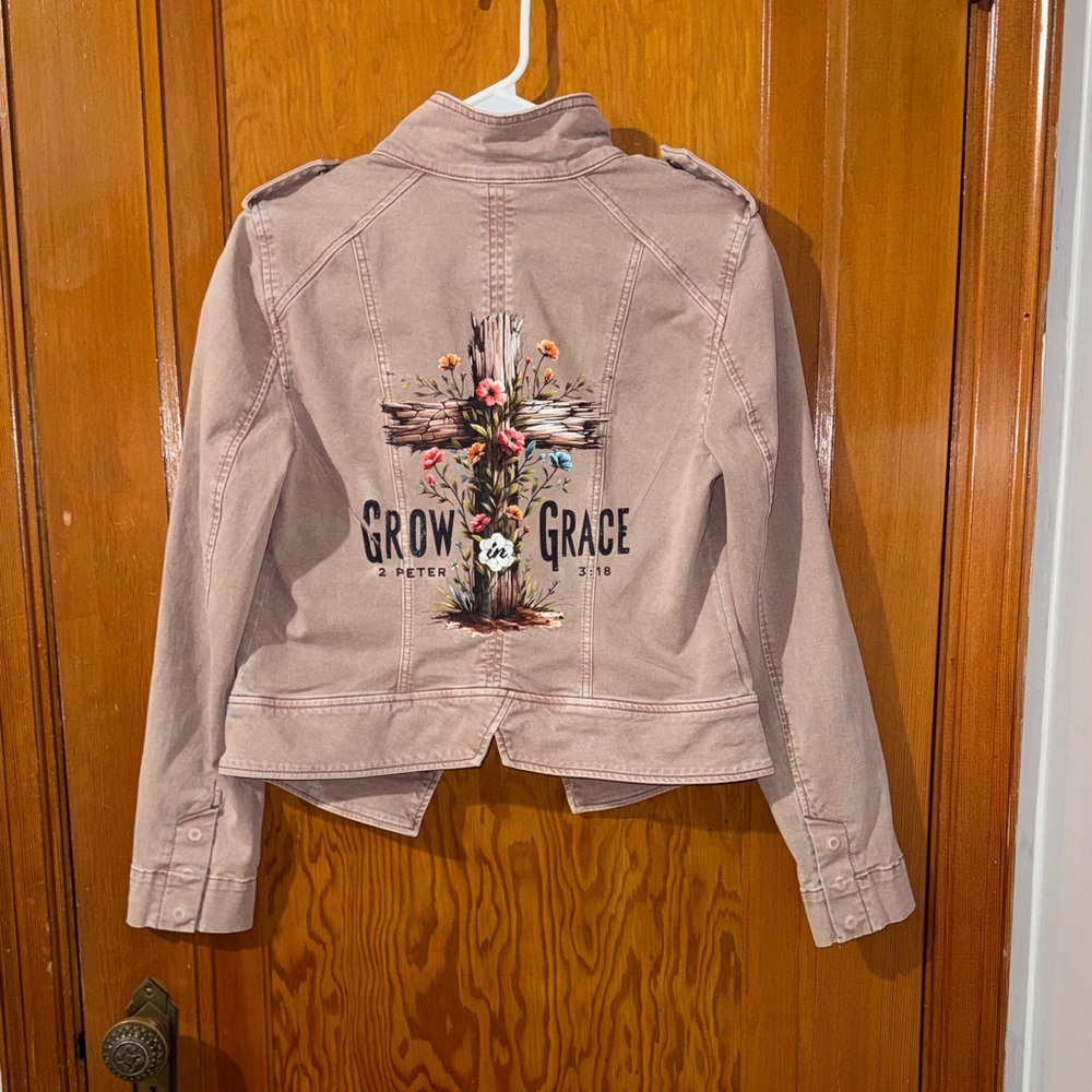 White House, black market Brown Jacket with Floral Cross Design